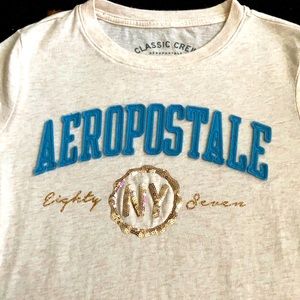 Aeropostale Cream Short Sleeve T-Shirt
